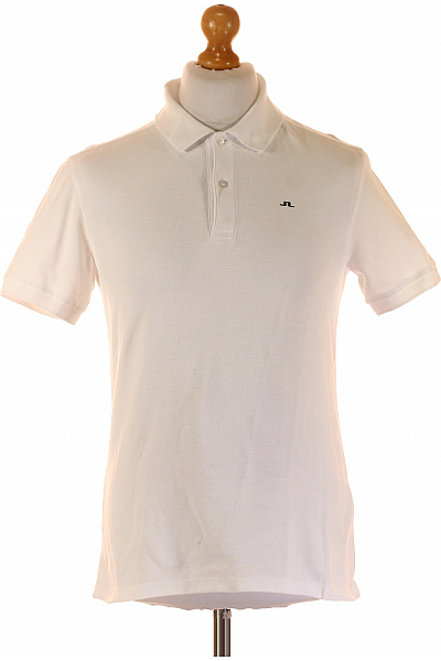 J.Lindeberg Pánské Tričko S Límečkem Bílé Second Hand Vel. M