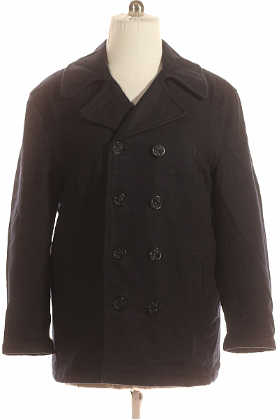 Krátký Pánský Kabát Vlněný Černý Vel. M