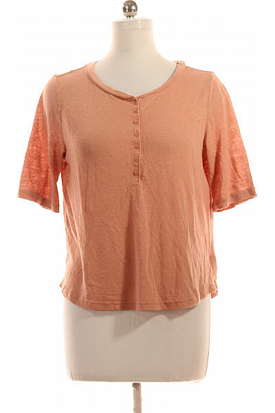 Gap Jednoduché Dámské Tričko Lněné Růžové Vel. M