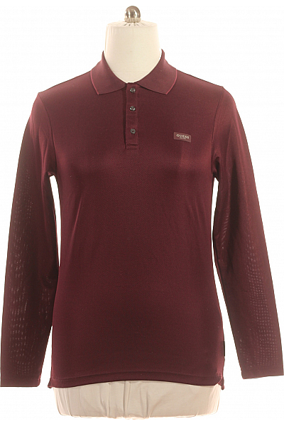 Pánské Tričko S Límečkem Vínová Guess Vel. M