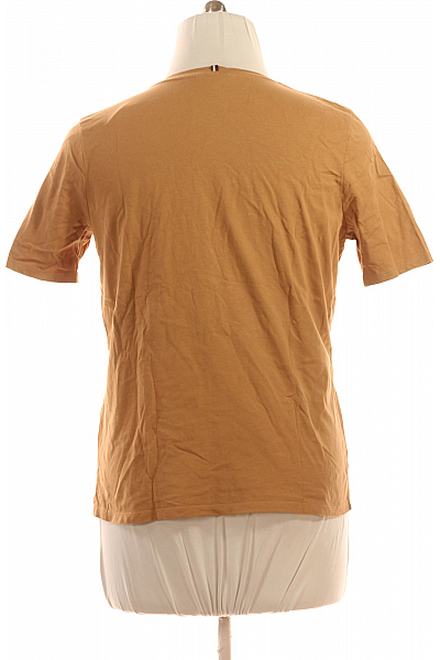 TOMMY HILFIGER Jednoduché Dámské Tričko Hnědé Vel. XXL