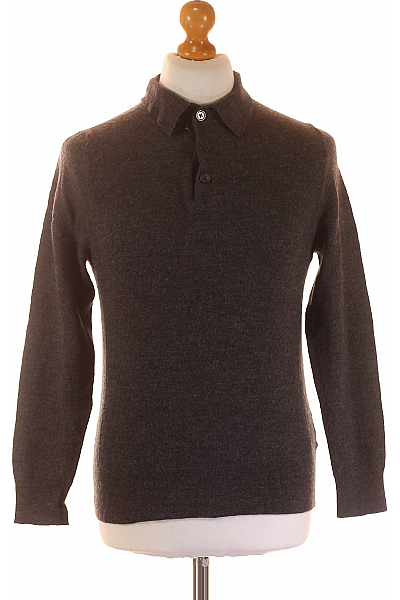 Pánský Svetr Vlněný Šedý Second Hand Vel. L