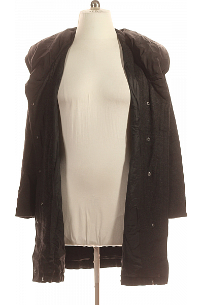 Krátký Dámský Kabát Vlněný Černý Vel. 42