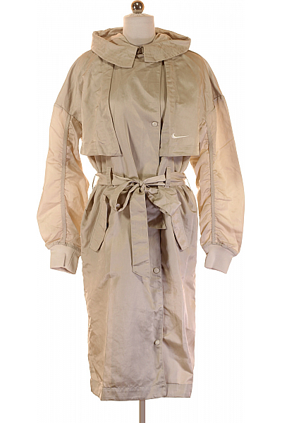 Nike Dámský Béžový Trenčkot S Kapucí Pásek Sportovní Moderní Dlouhý Vel. XS