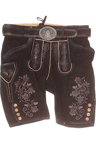 Trachtenmanufaktur Pánské Kraťasy Kožené Černé Vel. 46