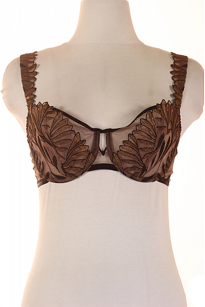 AUBADE Dámská krajková průsvitná podprsenka s ozdobnými ramínky hnědá | AUBADE | obrázek 2