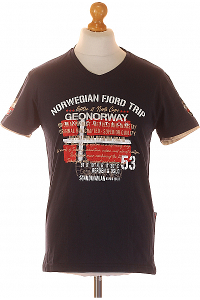 Pánské Tričko S Potiskem Modré Geographical Norway Vel. L