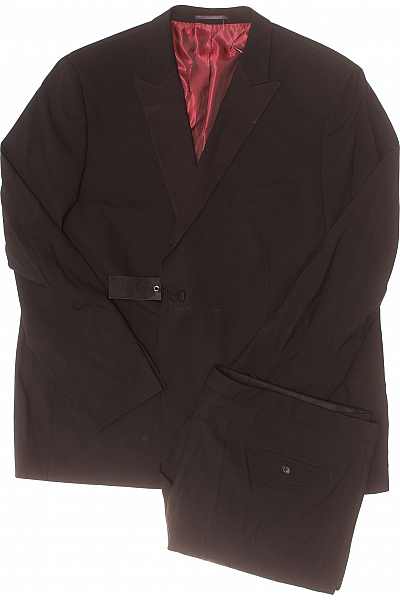 Pánský Společenský Oblek Vlněný Černý Second Hand Vel. 64