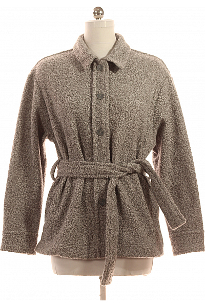 Krátký Dámský Kabát Šedý Second Hand Vel. 38