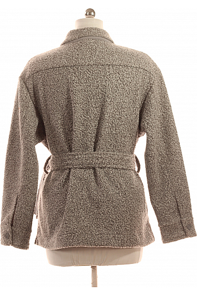 Krátký Dámský Kabát Šedý Second hand Vel. 38