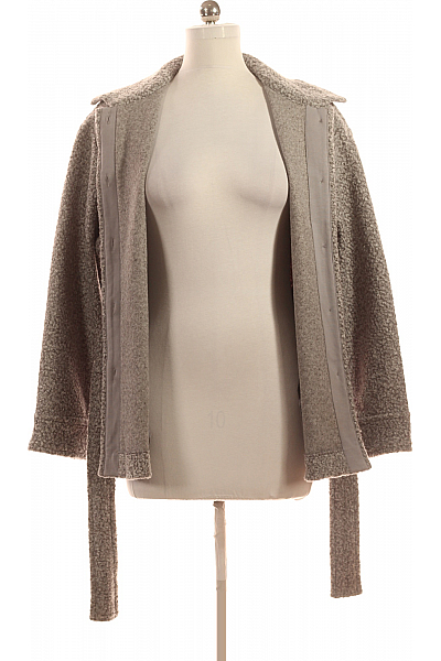 Krátký Dámský Kabát Šedý Second hand Vel. 38