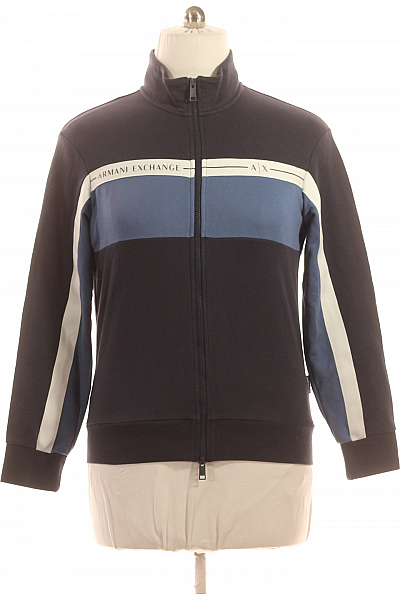 Pánská Mikina Na Zip Modrá ARMANI Second Hand Vel. M