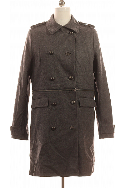 S.OLIVER Dámský Kabát Vlněný Šedý Second Hand Vel. 42