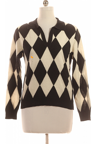 Dámský Svetr Vlněný Černobílý Marella Second Hand Vel. L