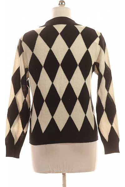 Dámský Svetr Vlněný Černobílý Marella Second hand Vel. L