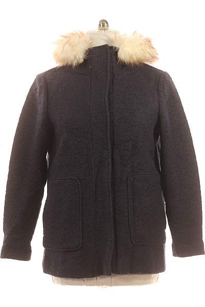 Krátký Dámský Kabát Vlněný Modrý Canda Vel.  48