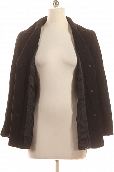 Dámský Kabát Vlněný Černý Canda