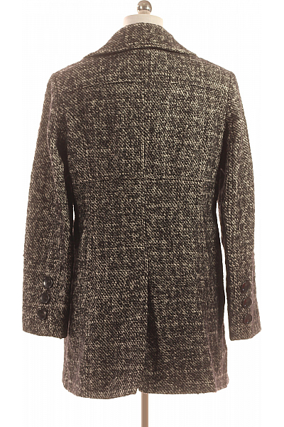 Krátký Dámský Kabát Vlněný Černobílý Vel. 42