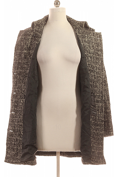 Krátký Dámský Kabát Vlněný Černobílý Vel. 42