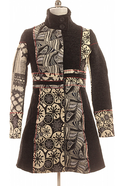 Krátký Dámský Kabát Černý Second Hand Vel. M