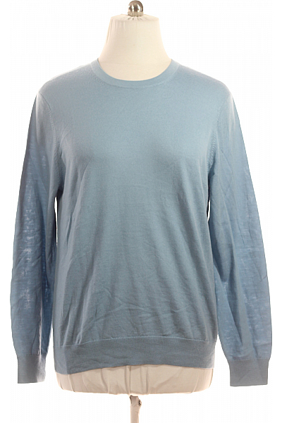 Pánský Pulovr Vlněný Modrý Vel. L