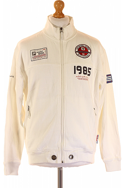 Engbers Pánská Mikina Na Zip Bílá Second Hand Vel. M