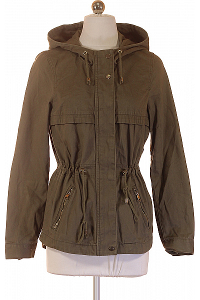 Dámská bavlněná přechodová bunda s kapucí zelená army styl Velikost 24 | Unimoda | obrázek 2