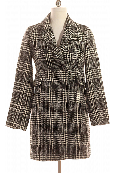 Amisu Krátký Dámský Kabát Černobílý Vel. 38