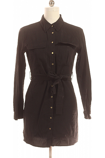 Košilové  Šaty Černé MANGO Vel. S