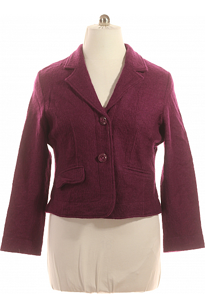 Krátký Dámský Kabát Vlněný Fialový Vel. L