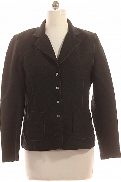 Dámský Kabát Vlněný Černý Second hand Vel. 42