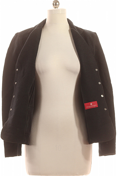 Dámský Kabát Vlněný Černý Second hand Vel. 42