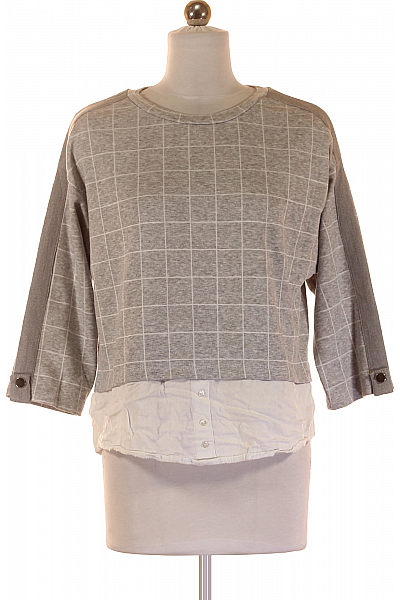 STRADIVARIUS Vzorovaná  Halenka Šedá Vel. S