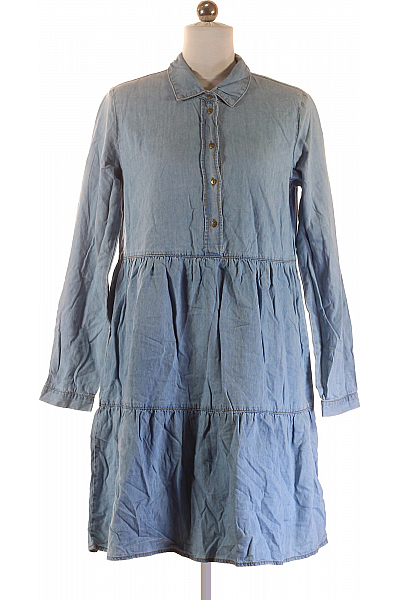 Košilové  Šaty Modré Second Hand Vel. 36