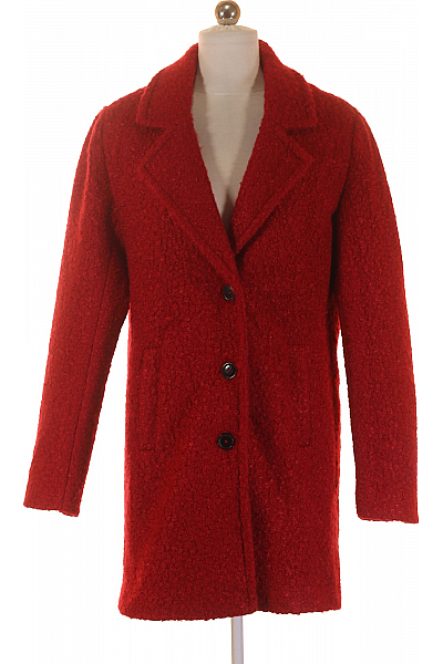 Dámský Kabát Vínový Second Hand Vel. 36