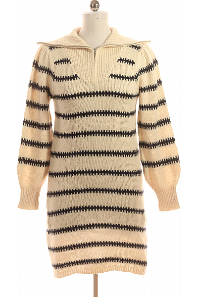  Šaty Pletené Béžové PIECES Vel. M