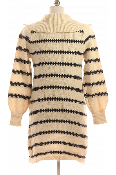  Šaty Pletené Béžové PIECES Vel. M