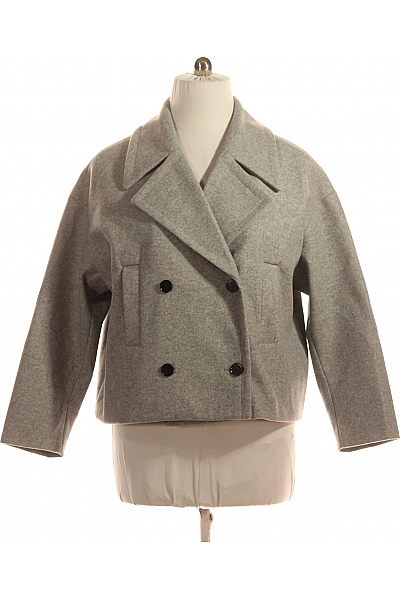 Krátký Dámský Kabát Šedý Primark Second Hand Vel. L