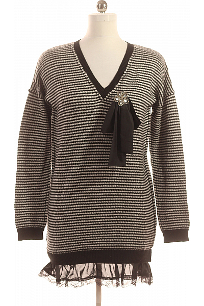  Šaty Pletené Černobílé Vel. M