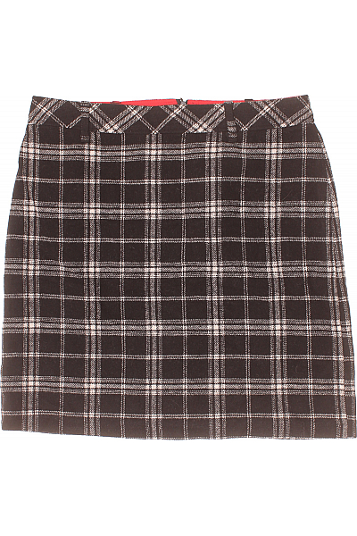 Kostkovaná  Sukně Vlněná Černobílá Second hand Vel. 38