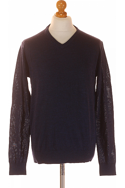 Pánský Pulovr Vlněný Modrý Essentials Vel. L