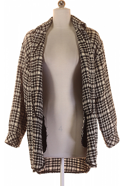 Krátký Dámský Kabát Černobílý STRADIVARIUS Vel. S