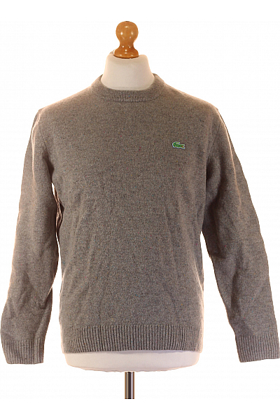 Pánský Svetr Vlněný Šedý LACOSTE Vel. XL