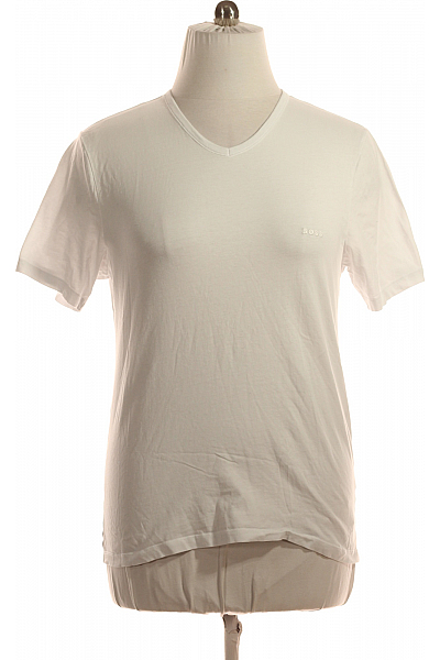 Hugo Boss Jednoduché Pánské Tričko S Krátkým Rukávem Bavlněné Bílé