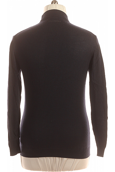 Pánský Svetr Vlněný Modrý Karl Lagerfeld Second hand Vel. L