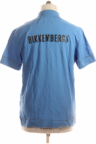 Pánské Tričko s Límečkem Modré BIKKEMBERGS Vel. XXXL