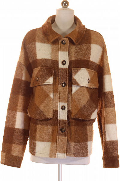 Krátký Dámský Kabát Vlněný Hnědý Cartoon Vel. 36