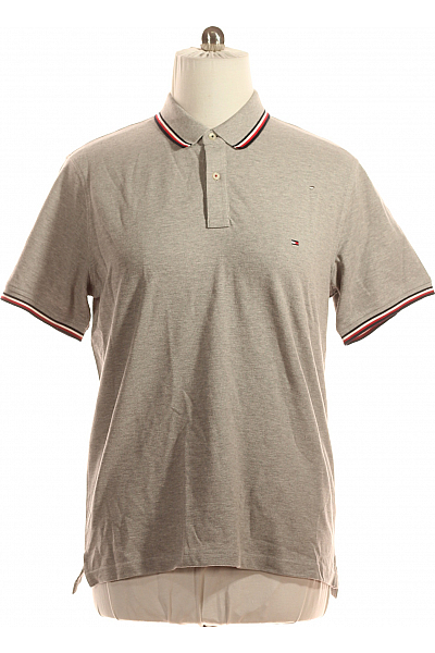 TOMMY HILFIGER Pánské Tričko S Límečkem Šedé Vel. XXL