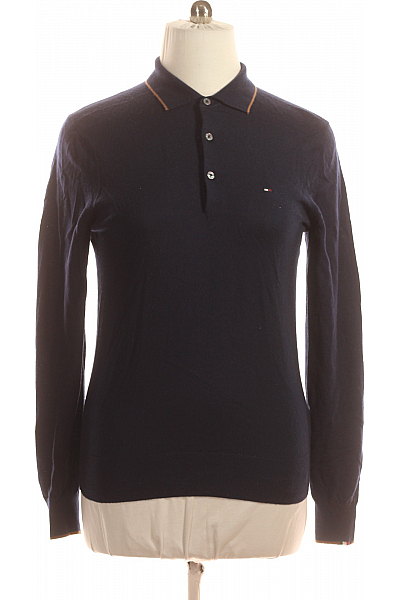 TOMMY HILFIGER Pánský Pulovr Vlněný Modrý Second Hand Vel. L