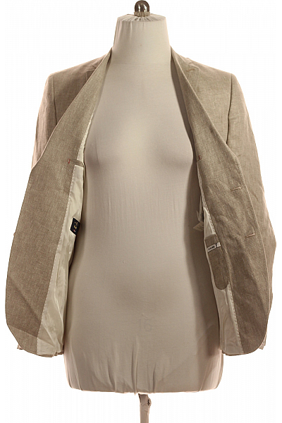 Společenské Pánské Sako Lněné Béžové CLUB Of GENTS Vel. 50